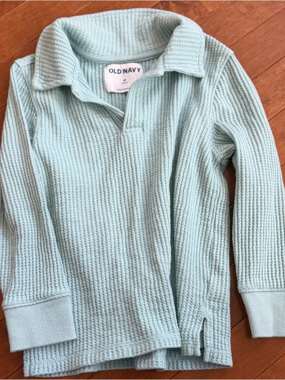 Old Navy Aqua Collared Waffle-Knit Pullover
